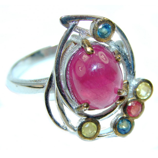 Great quality unique Ruby .925 Sterling Silver handcrafted Ring size 7 1/2