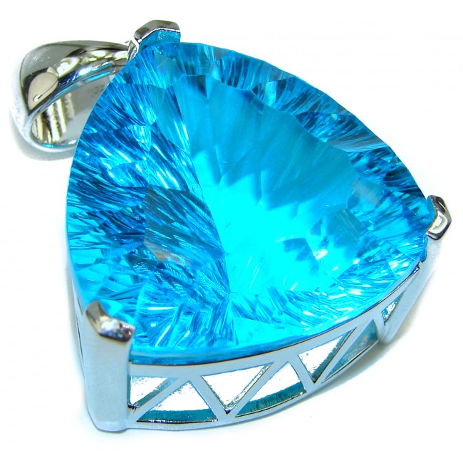 Trillion Cut Perfect Electric Blue Topaz .925 Sterling Silver handcrafted Pendant