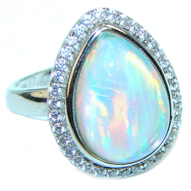 Vintage Design 7.2ctw Genuine Ethiopian Opal .925 Sterling Silver handmade Ring size 6 1/4