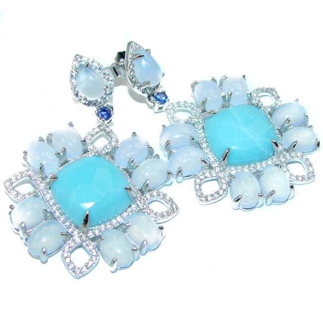 Great Turquoise Moonstone .925 Sterling Silver handcrafted Earrings