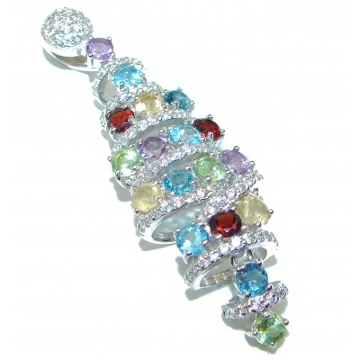 Sophisticated Authentic Multi Gem .925 Sterling Silver handcrafted Pendant