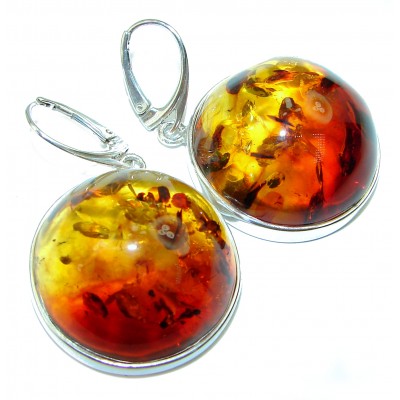 Modern Beauty Amber .925 Sterling Silver entirely handcrafted chunky earrings