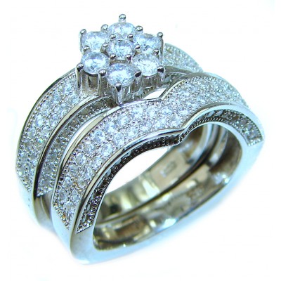 White Topaz .925 Sterling Silver stack up ring size 6