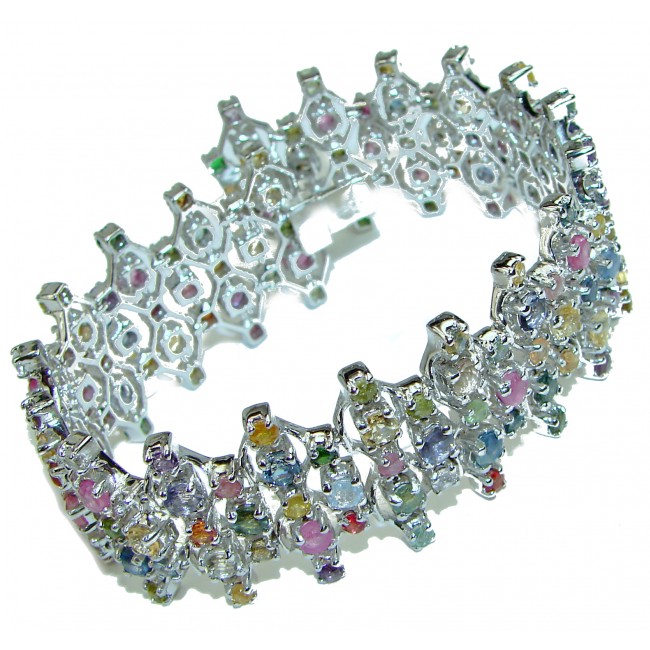 Spectacular Multicolor Sapphire .925 Sterling Silver handmade Bracelet