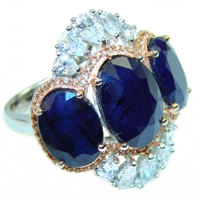 Blue Planet authentic Sapphire .925 Sterling Silver Statement Ring size 8 1/4