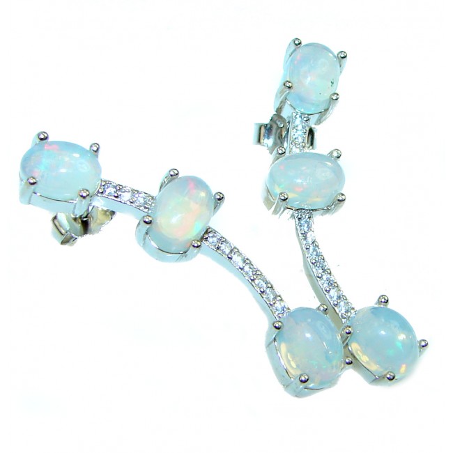 Earth Treasure Authentic Ethiopian Opal .925 Sterling Silver handcrafted statement earrings
