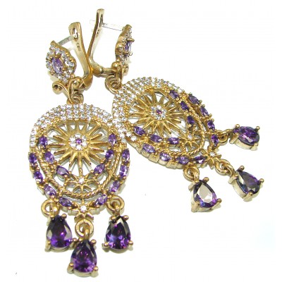 Real Beauty Amethyst 14K Gold over .925 Sterling Silver handcrafted earrings