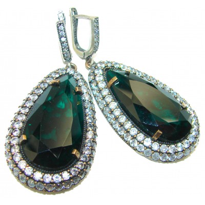 Large Very Unique Green Topaz .925 Sterling Silver handcrafted chandelier earrings