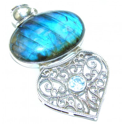 Fire Labradorite .925 Sterling Silver handcrafted Pendant