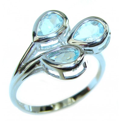 Aquamarine .925 Sterling Silver handcrafted ring; s. 9 1/4