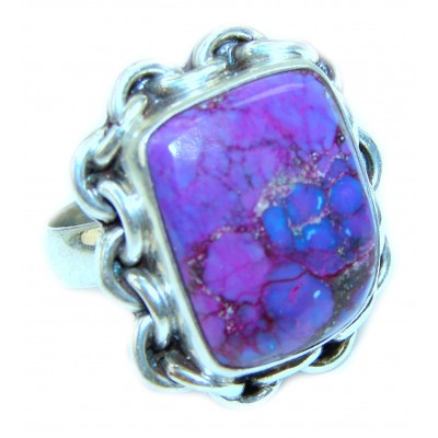 Purple Turquoise .925 Sterling Silver handcrafted ring; s. 7
