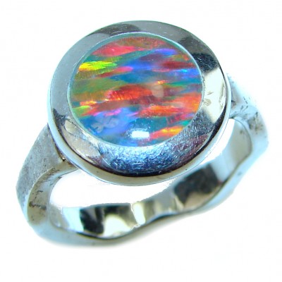 Australian Doublet Opal .925 Sterling Silver handcrafted ring size 6 1/4