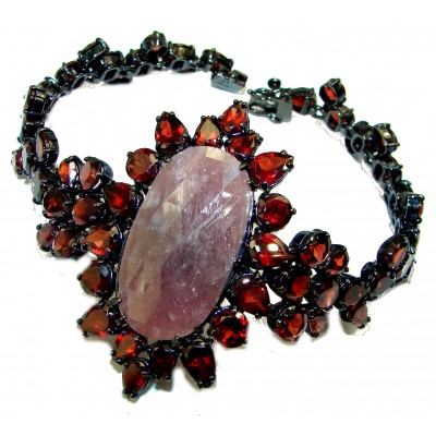 Beauty of Nature Ruby black rhodium over .925 Sterling Silver handmade Bracelet