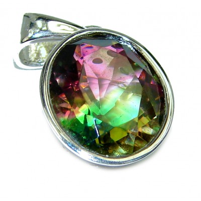 Deluxe oval cut Tourmaline .925 Sterling Silver handmade Pendant