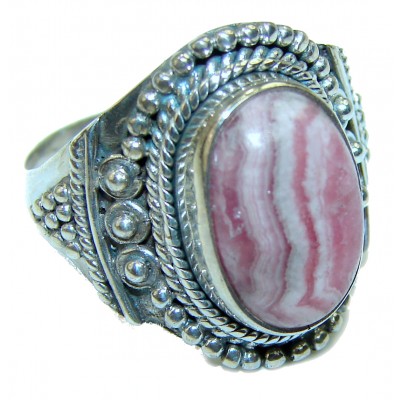 Argentinian Rhodochrosite .925 Sterling Silver handmade ring size 8 1/2