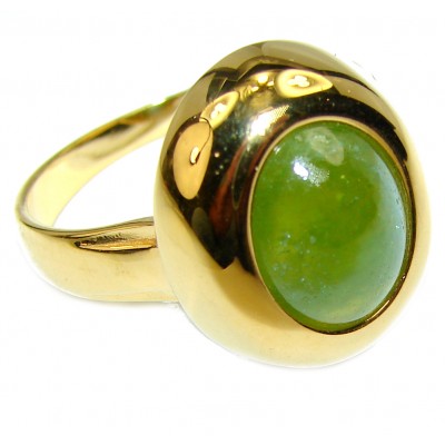 Authentic 11.2ct Green Tourmaline Yellow gold over .925 Sterling Silver brilliantly handcrafted ring s. 9