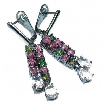 Mystery Tourmaline black rhodium over .925 Sterling Silver handcrafted earrings