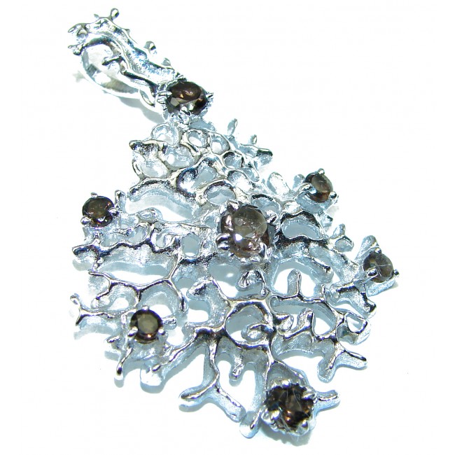 Ocean Reef Smoky Topaz .925 Sterling Silver handmade pendant