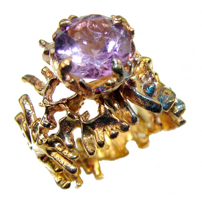 Purple Reef Amethyst Rose Gold over .925 Sterling Silver Ring size 5 3/4