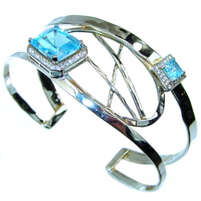 Blue Ivy Swiss Blue Topaz .925 Sterling Silver handcraftred Bracelet / Cuff