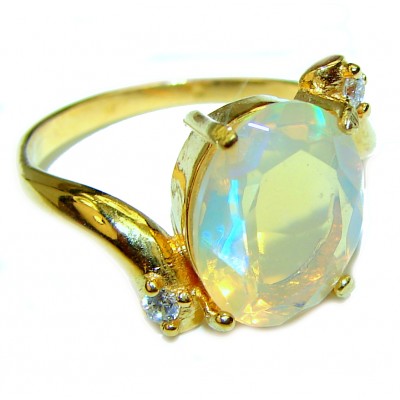 EVOLUTIONARY BEAUTY Genuine 5.5 carat Ethiopian Opal 18K Gold over.925 Sterling Silver handmade Ring size 6