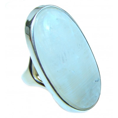 Huge Best quality Genuine Fire Moonstone .925 Sterling Silver handcrafted ring size 7