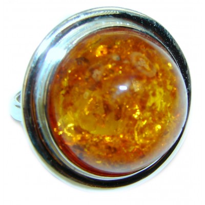 Authentic Baltic Amber .925 Sterling Silver handcrafted ring; s. 6 1/2