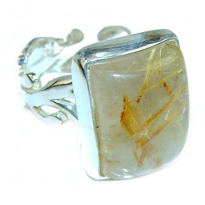 Best quality Golden Rutilated Quartz .925 Sterling Silver handcrafted Ring Size 7 1/4