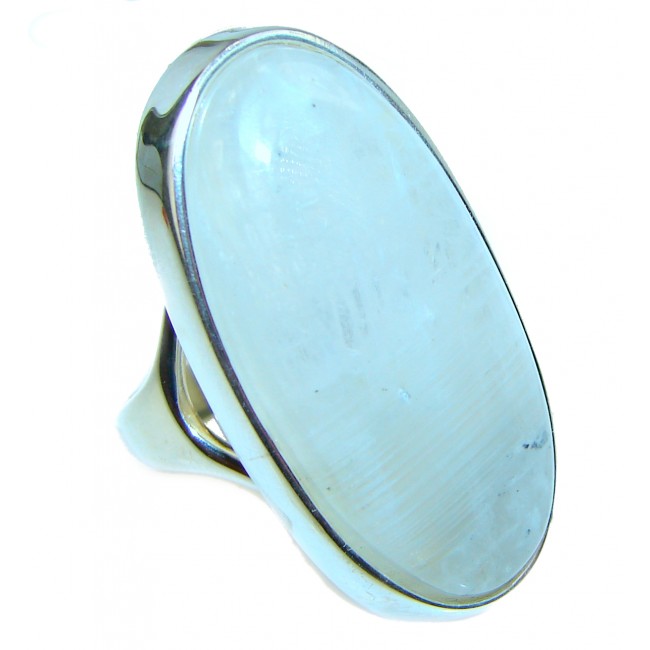 Huge Best quality Genuine Fire Moonstone .925 Sterling Silver handcrafted ring size 8 1/4