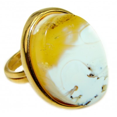 Butterscotch Amber 14K Gold over .925 Sterling Silver handcrafted Ring s. 7 adjustable