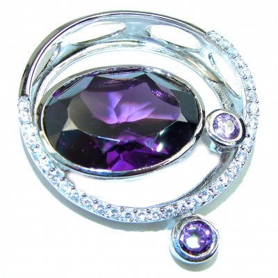 Modern Design Amethyst Sapphire .925 Sterling Silver handcrafted Pendant