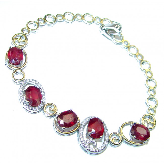 Luxurious Authentic Ruby .925 Sterling Silver handmade Bracelet