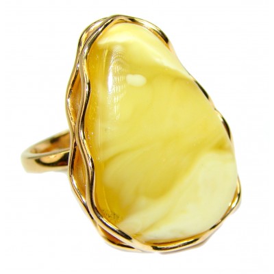 Butterscotch Amber 14K Gold over .925 Sterling Silver handcrafted Ring s. 7 adjustable