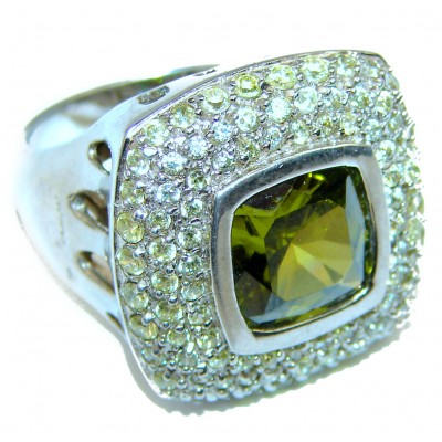 Large Best quality Green Topaz .925 Sterling Silver handcrafted Ring Size 8