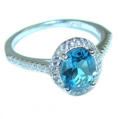 Electric London Blue Topaz .925 Sterling Silver handmade Ring size 6 1/4