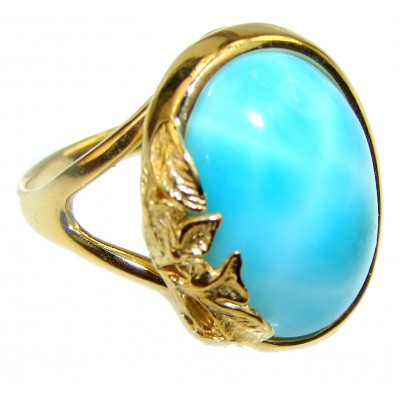 16.4 carat Larimar 18K Gold over .925 Sterling Silver handcrafted Ring s. 9 1/4