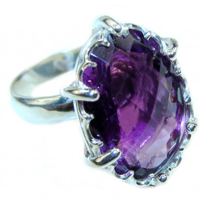 Purple African Amethyst .925 Sterling Silver HANDCRAFTED Ring size 6 1/4