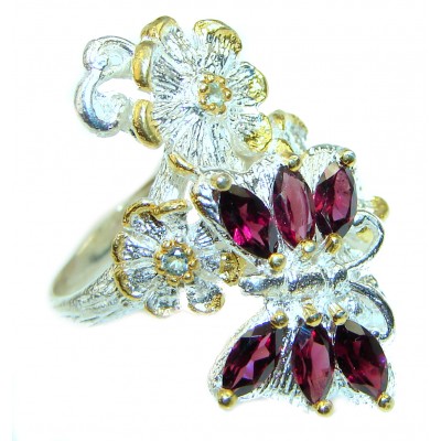 Scarlet Starlight Authentic Garnet black rhodium over .925 Sterling Silver Ring size 6 3/4