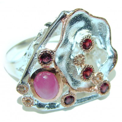 Real Beauty Ruby .925 Sterling Silver HANDCRAFTED Ring size 6 3/4