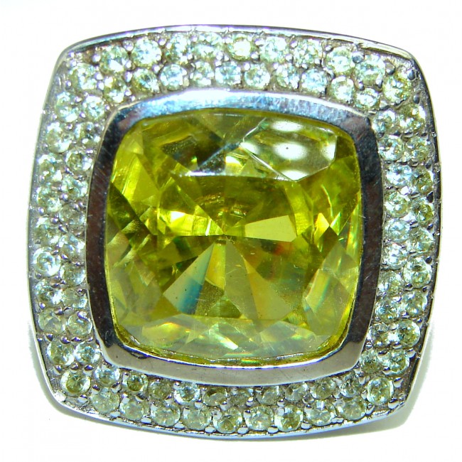 Large Best quality Green Topaz .925 Sterling Silver handcrafted Ring Size 6