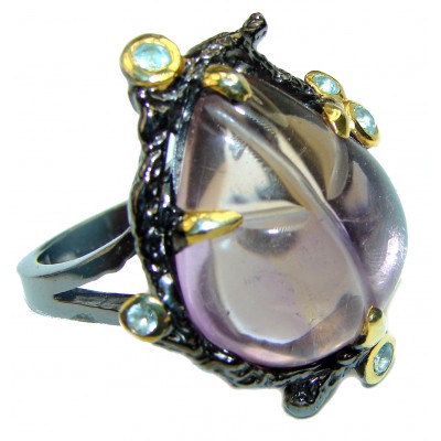 Authentic ncarved Amethyst .925 Sterling Silver Handcrafted Ring size 8 1/2