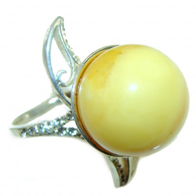 Huge Butterscotch Amber .925 Sterling Silver handcrafted Ring s. 8