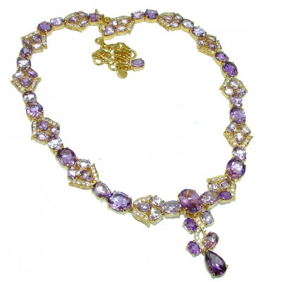 Purple Charm authentic Amethyst 14K Gold over .925 Sterling Silver handcrafted necklace