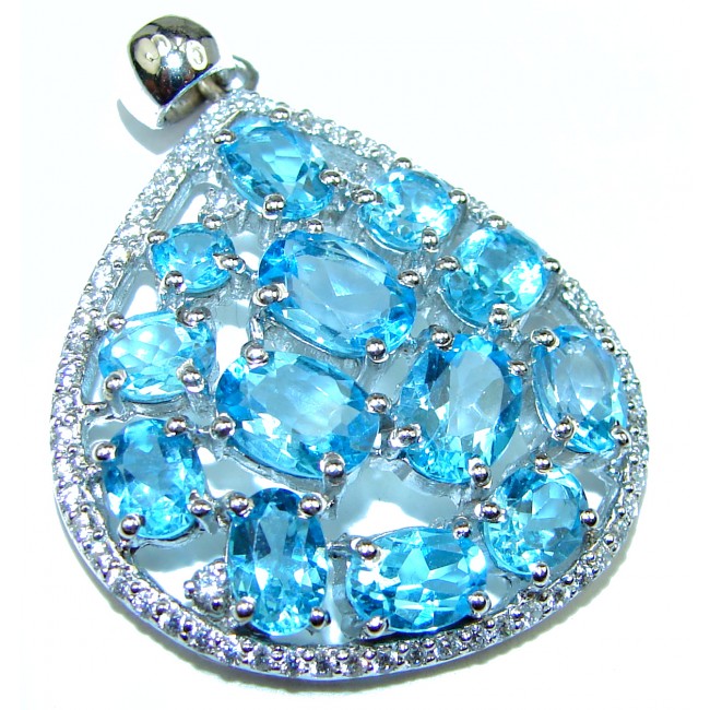 Rain Drops genuine Swiss Blue Topaz .925 Sterling Silver handmade pendant