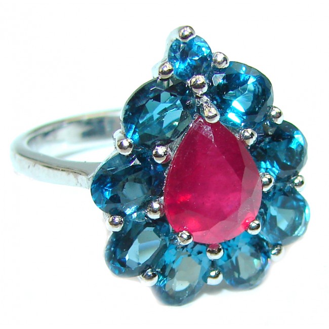Authentic Ruby London Blue Topaz .925 Sterling Silver Ring size 6 3/4