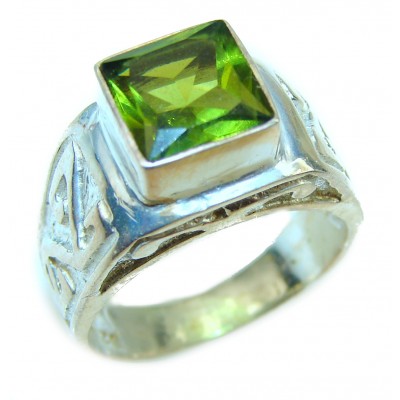 Authentic Green Topaz .925 Sterling Silver handmade Ring size 8