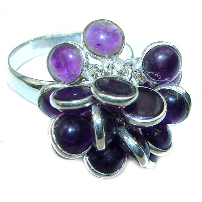 African Amethyst .925 Sterling Silver handmade CHA - CHA ring s. 11