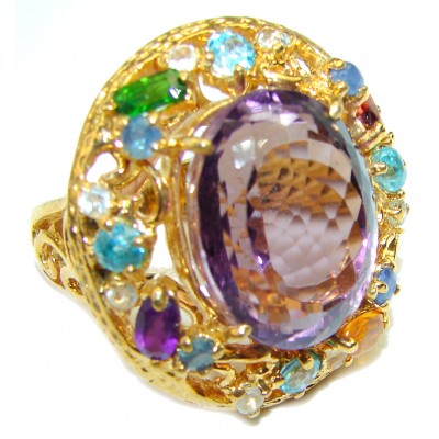 Purple Romance Amethyst 14K Gold over .925 Sterling Silver handcrafted ring size 8