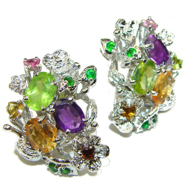 Colorful Fiesta Authentic Multigem .925 Sterling Silver brilliantly handcrafted earrings