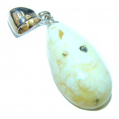 Incredible White Butterscotch Baltic Amber .925 Sterling Silver handmade pendant